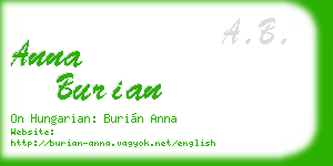 anna burian business card